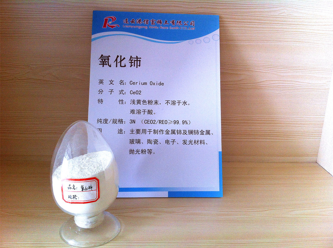 Cerium Oxide, rare earth oxide, Light yellowish powder, insoluble in